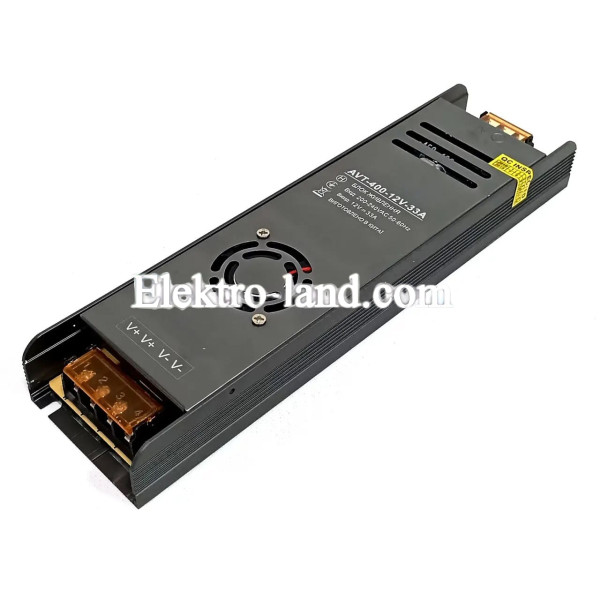 Блок питания 400W AVT-400-12V-33A мини (400Вт 12В 33А) узкий для светодиодной LED ленты, модулей, линеек